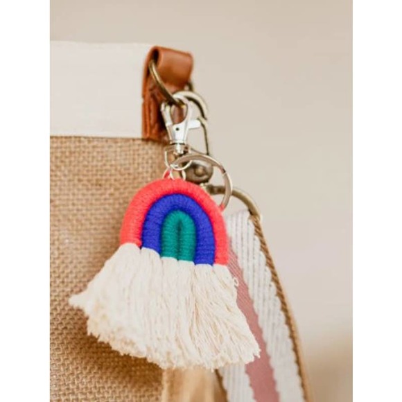 Macramé Rainbow Keychain Purse Charm - Picture 2 of 2